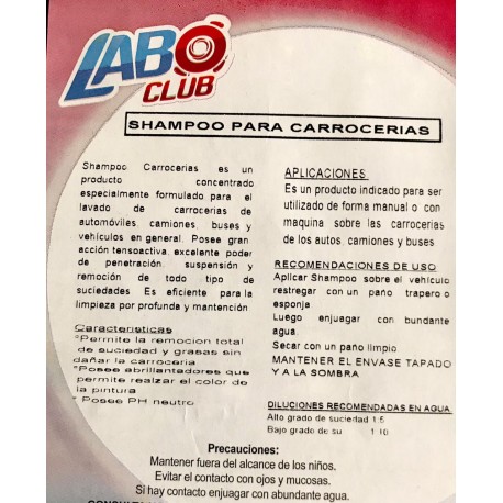 Shampoo para Autos y Carrocerías 1 Litro